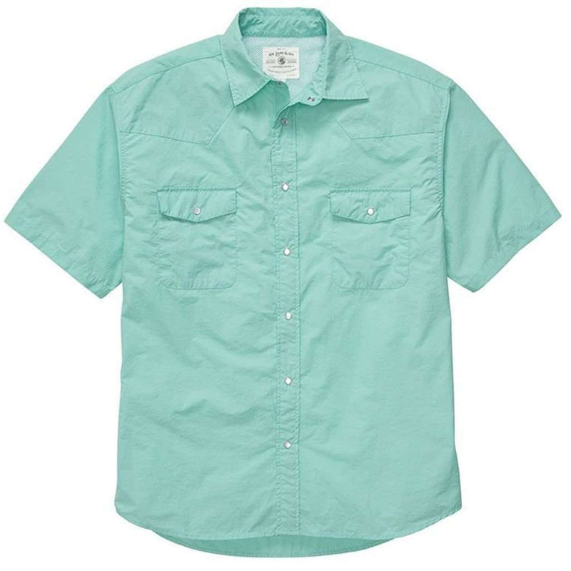 WLS Short Sleeve Fishing Shirt in Aqua by Southern Proper - Country Club Prep