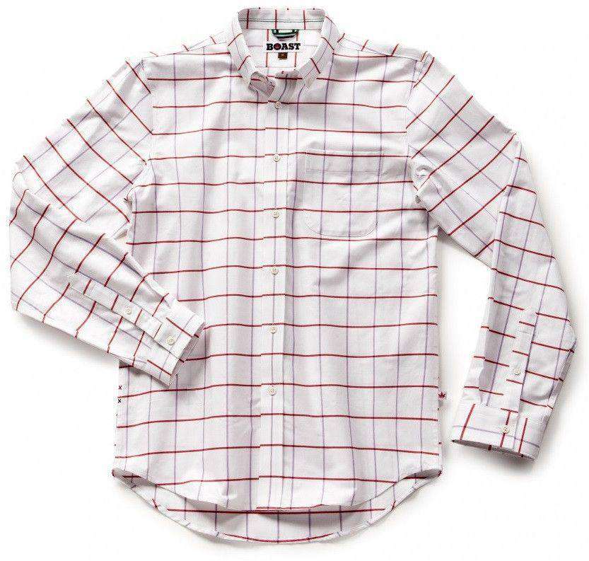 Woven Button Down Shirt in Purple and Red Plaid by Boast - Country Club Prep
