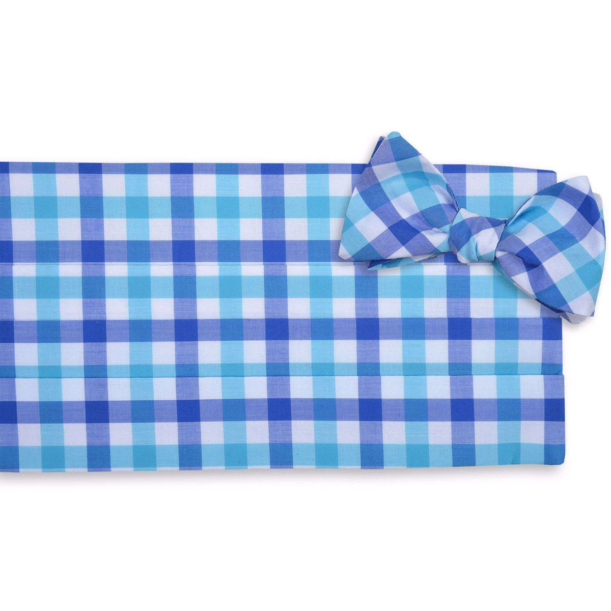 Battery Check Cummerbund Set in Blue by High Cotton - Country Club Prep