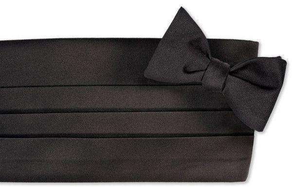 Black Satin Cummerbund Set by High Cotton - Country Club Prep