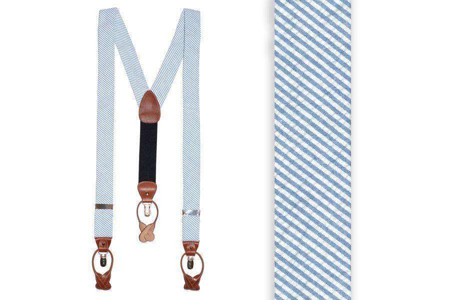 Classic Blue Seersucker Suspenders/ Braces by High Cotton - Country Club Prep