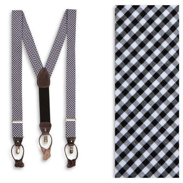 Gingham Suspenders/ Braces in Black by High Cotton - Country Club Prep