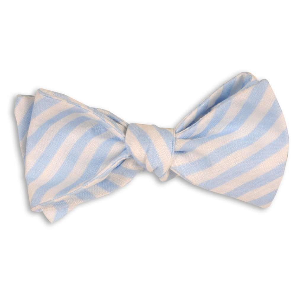 Light Blue Linen Stripe Cummerbund Set by High Cotton - Country Club Prep