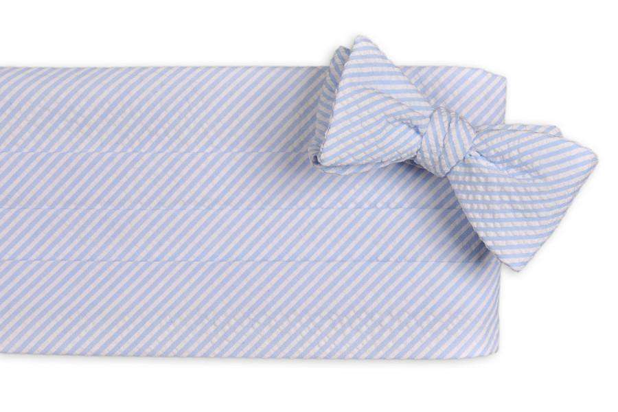 Light Blue Seersucker Cummerbund Set by High Cotton - Country Club Prep