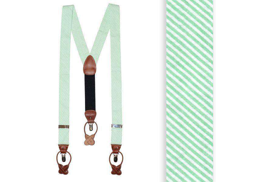 Mint Green Seersucker Suspenders/ Braces by High Cotton - Country Club Prep