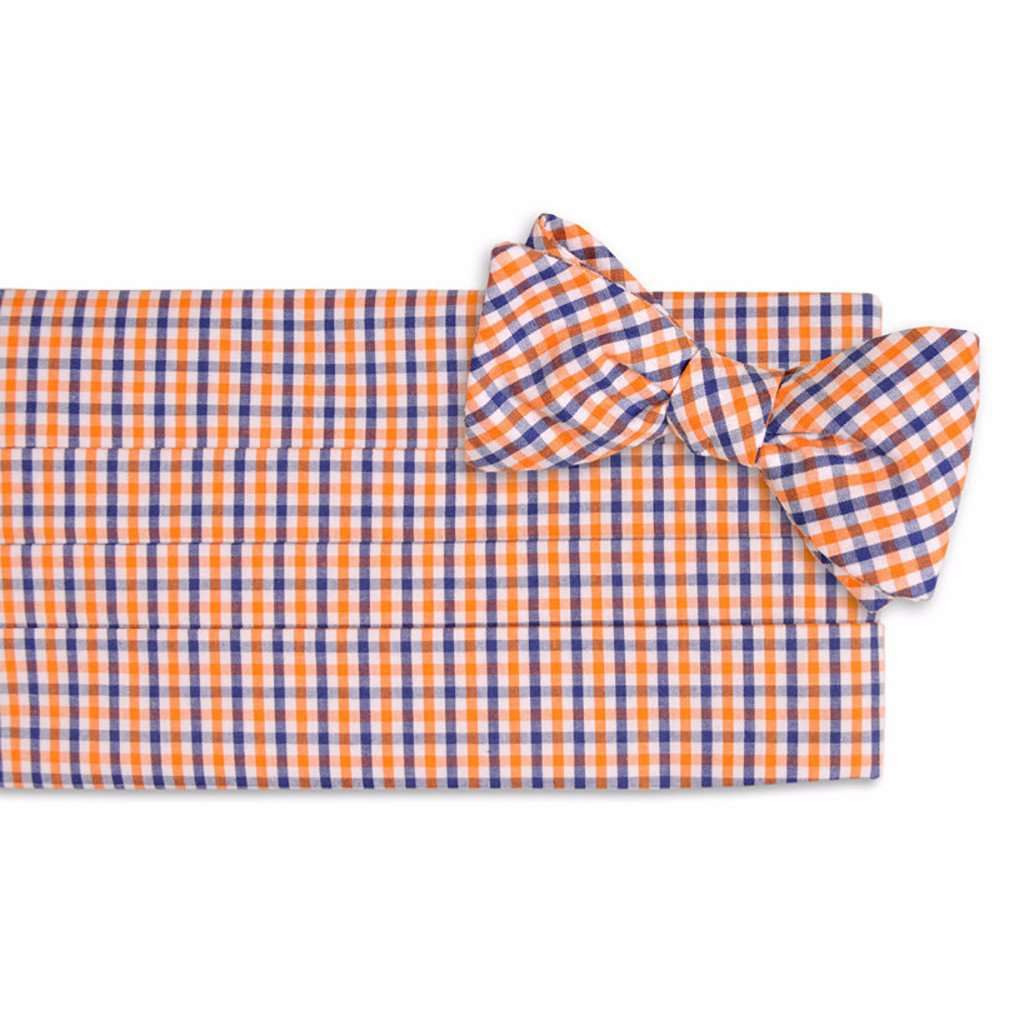 Orange and Navy Tattersall Cummerbund Set by High Cotton - Country Club Prep