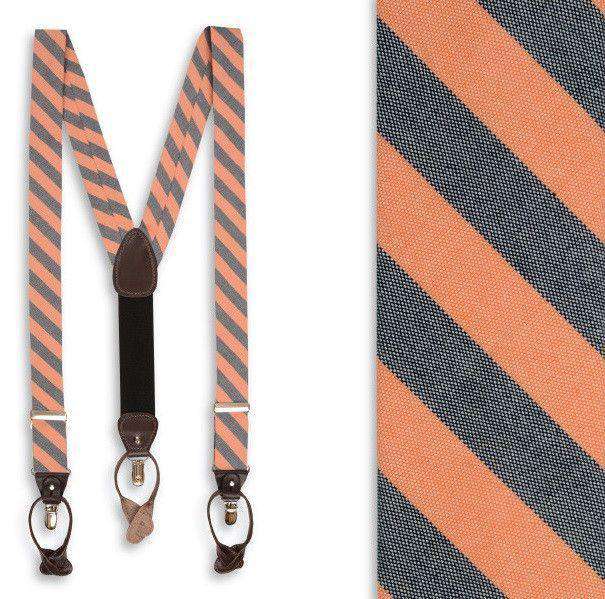 Orange & Navy Oxford Stripe Suspenders/ Braces by High Cotton - Country Club Prep