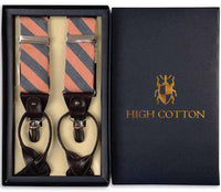 Orange & Navy Oxford Stripe Suspenders/ Braces by High Cotton - Country Club Prep