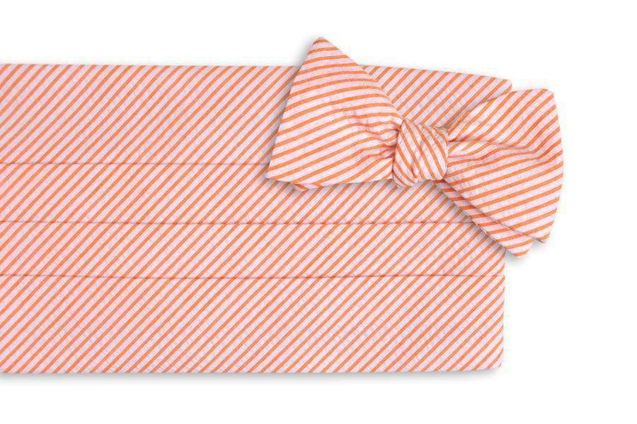 Orange Seersucker Stripe Cummerbund Set by High Cotton - Country Club Prep