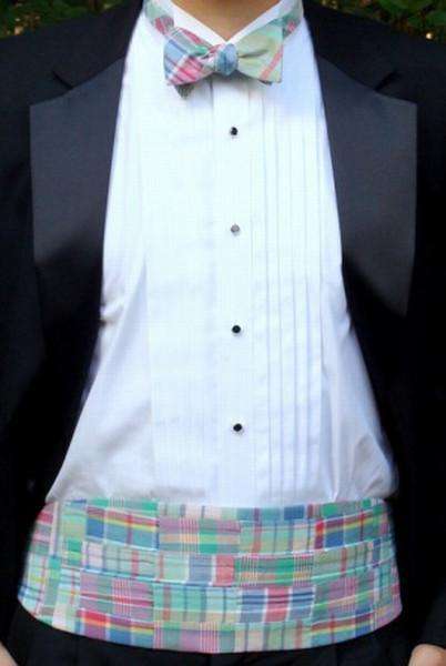 Pawtucket Patchwork Madras Cummerbund Set by High Cotton - Country Club Prep