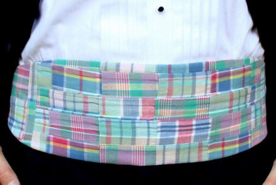 Pawtucket Patchwork Madras Cummerbund Set by High Cotton - Country Club Prep