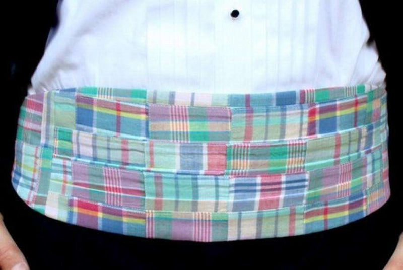 Pawtucket Patchwork Madras Cummerbund Set by High Cotton - Country Club Prep