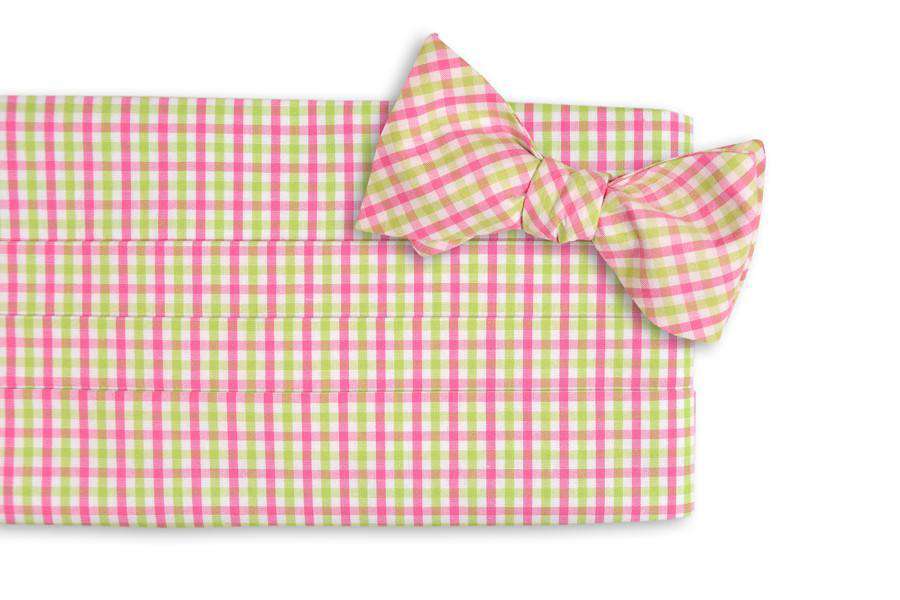 Pink and Green Tattersall Cummerbund Set by High Cotton - Country Club Prep