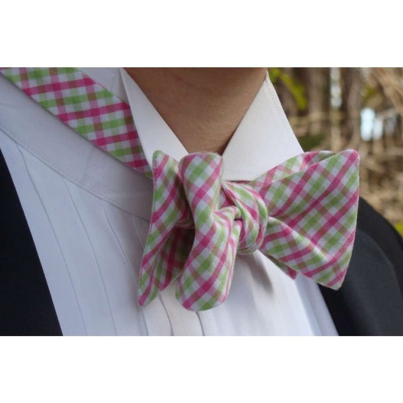 Pink and Green Tattersall Cummerbund Set by High Cotton - Country Club Prep