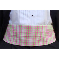 Pink and Green Tattersall Cummerbund Set by High Cotton - Country Club Prep