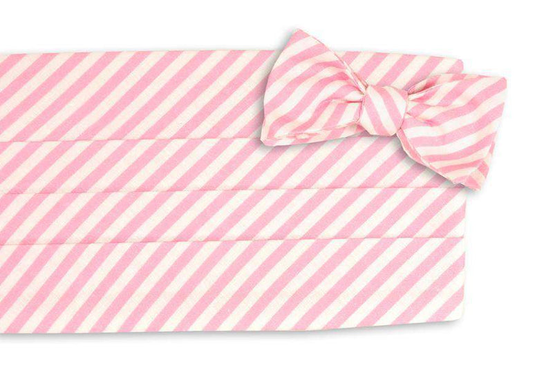 Rose Linen Stripe Cummerbund Set by High Cotton - Country Club Prep