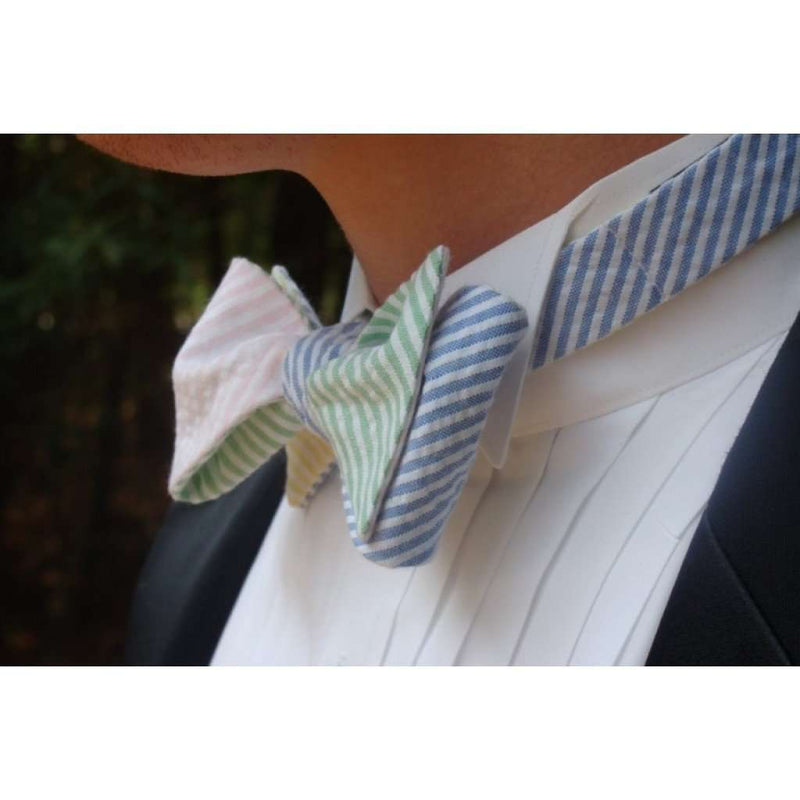 Seersucker Four Way Cummerbund Set with Mint Green Front by High Cotton - Country Club Prep