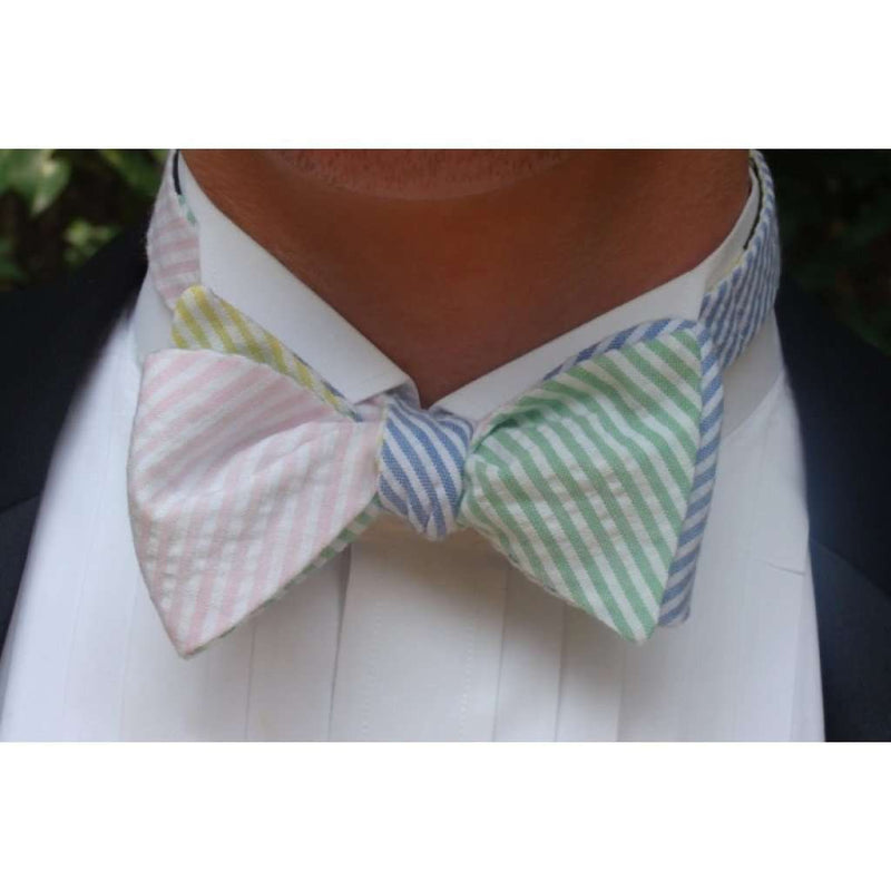 Seersucker Four Way Cummerbund Set with Mint Green Front by High Cotton - Country Club Prep