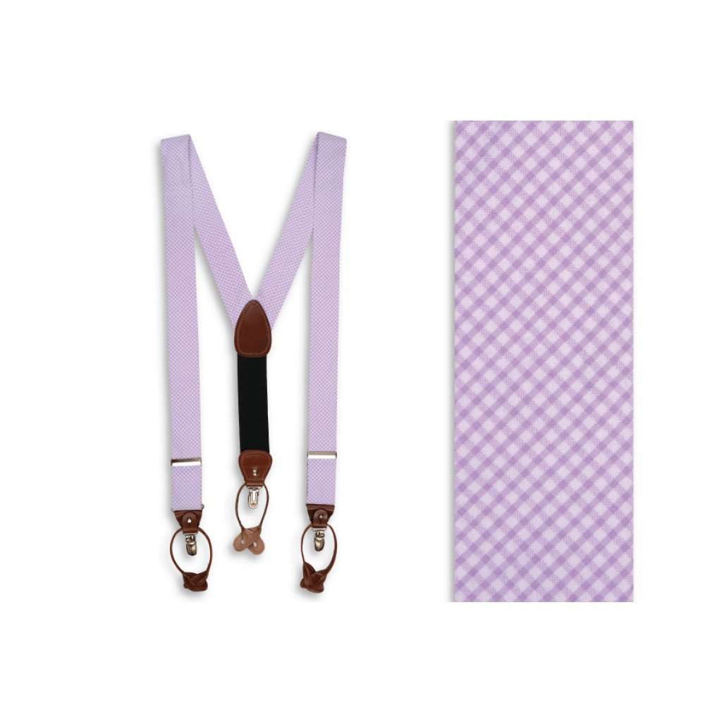 Seersucker Gingham Suspenders/ Braces in Lavender by High Cotton - Country Club Prep