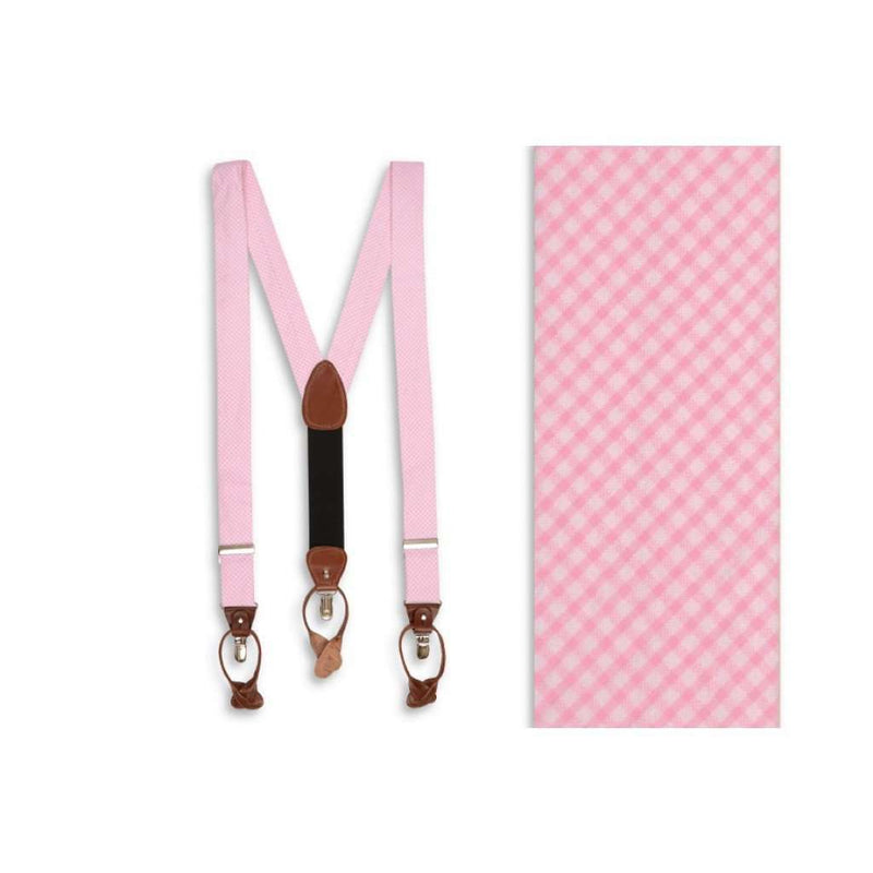 Seersucker Gingham Suspenders/ Braces in Pink by High Cotton - Country Club Prep