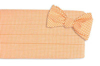 Soft Tangerine Seersucker Gingham Cummerbund Set by High Cotton - Country Club Prep