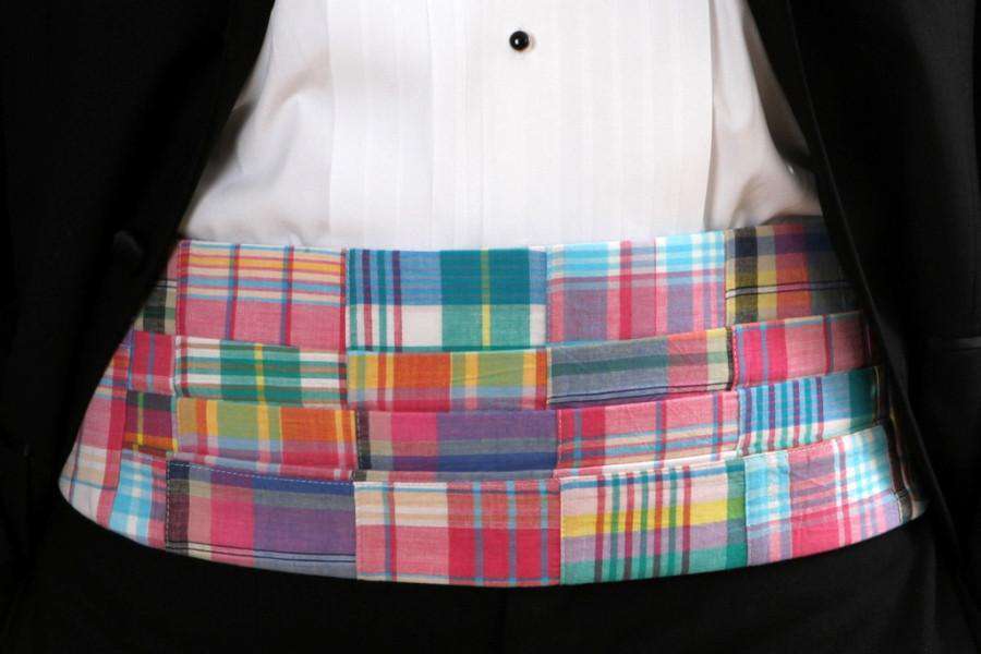 Somerset Patchwork Madras Cummerbund Set by High Cotton - Country Club Prep