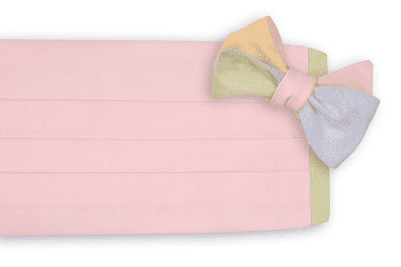 Spring Chambray Four Way Cummerbund Set with Pink Front by High Cotton - Country Club Prep