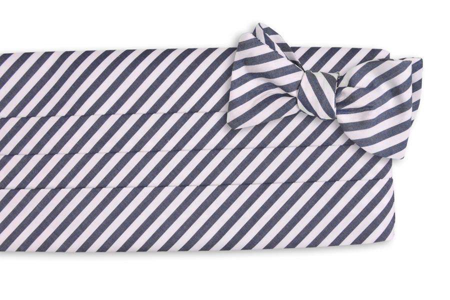 True Navy Stripe Cummerbund Set by High Cotton - Country Club Prep