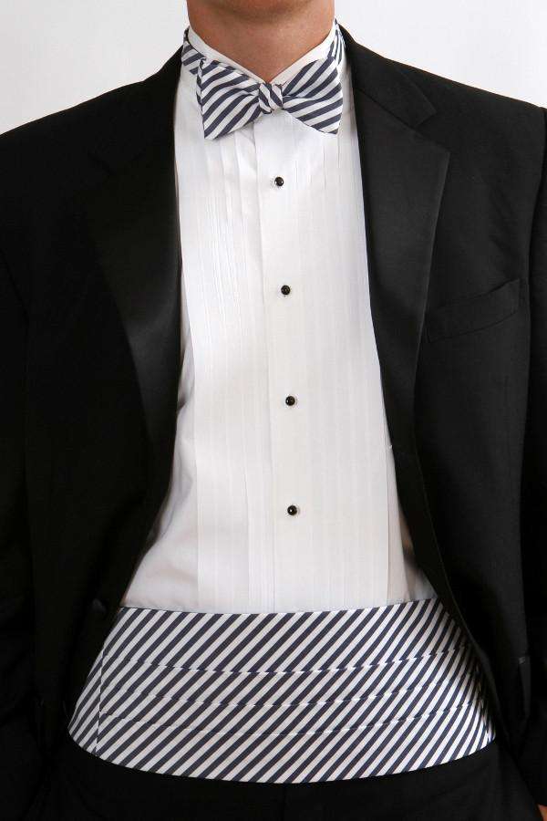 True Navy Stripe Cummerbund Set by High Cotton - Country Club Prep