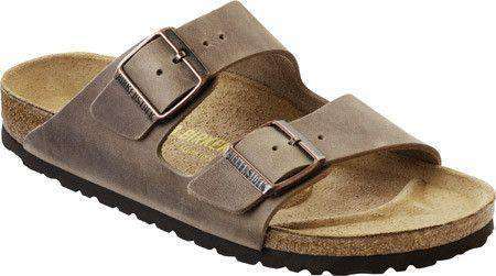 Men's Arizona Sandal in Oiled Tobacco Brown leather with Soft Footbed by Birkenstock - Country Club Prep