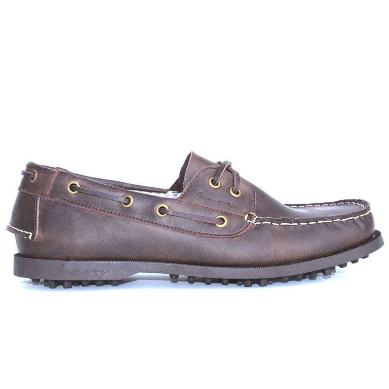 Boat Shoe Golf Shoe in Brown by Canoos - Country Club Prep