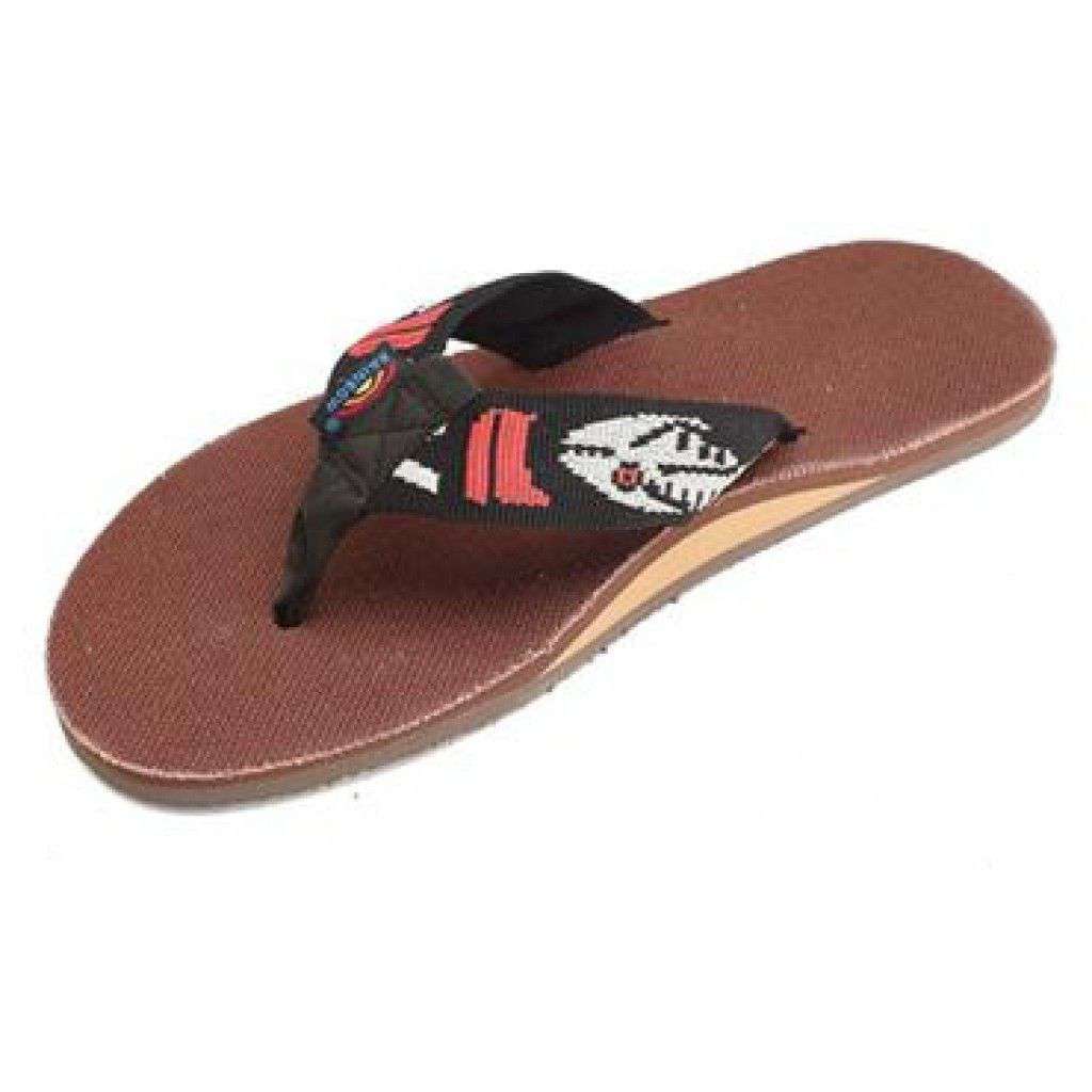 Men's Brown Hemp Top Single Layer Arch Sandal with Silver Fish Strap by Rainbow Sandals - Country Club Prep