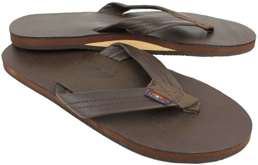 Men's Classic Leather Single Layer Arch Sandal in Mocha by Rainbow Sandals - Country Club Prep