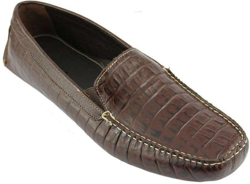 Men's Hook's Hand Driving Moccasins in Croco Sport Rust by Country Club Prep - Country Club Prep
