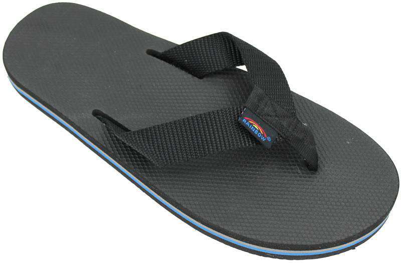 Men's Limited Edition Classic Top Single Layer Arch Sandal in Solid Black with Rainbow Arch by Rainbow Sandals - Country Club Prep