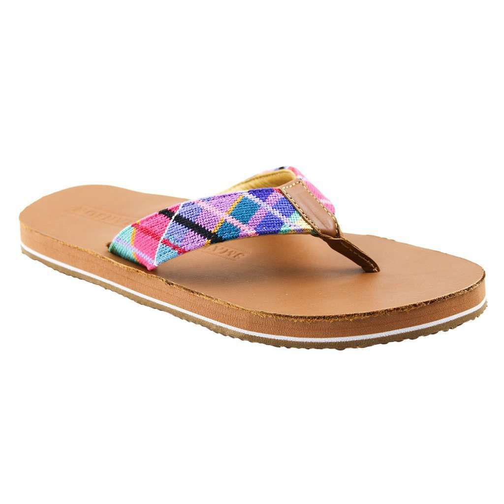 Men's Limited Edition Madras Needlepoint Flip Flops by Smathers & Branson - Country Club Prep