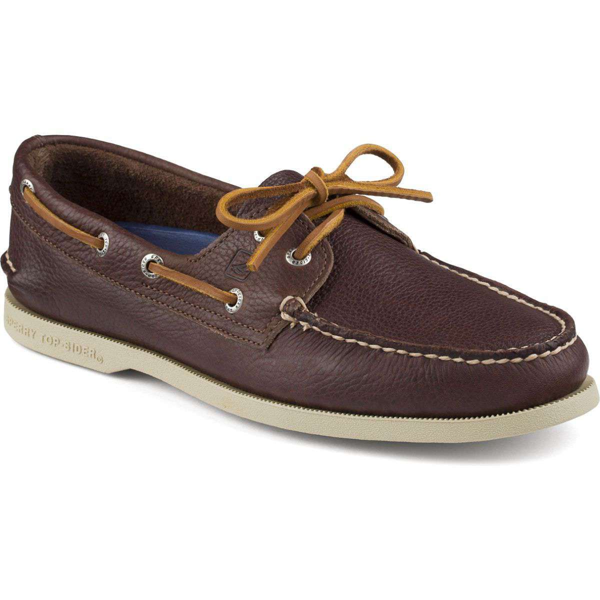 Men's Authentic Original Tumbled 2-Eye Boat Shoe in Brown by Sperry - Country Club Prep