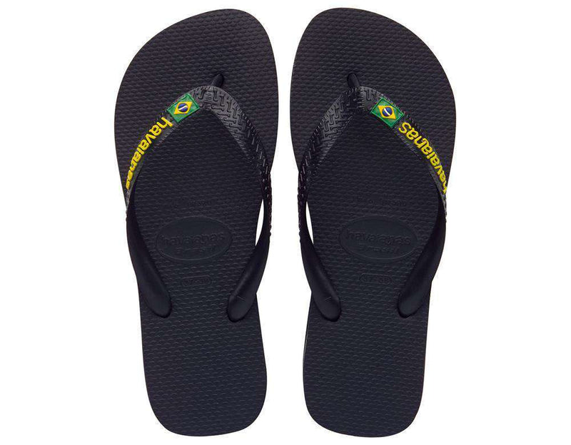 Men's Brazil Logo Sandals in Black by Havaianas - Country Club Prep