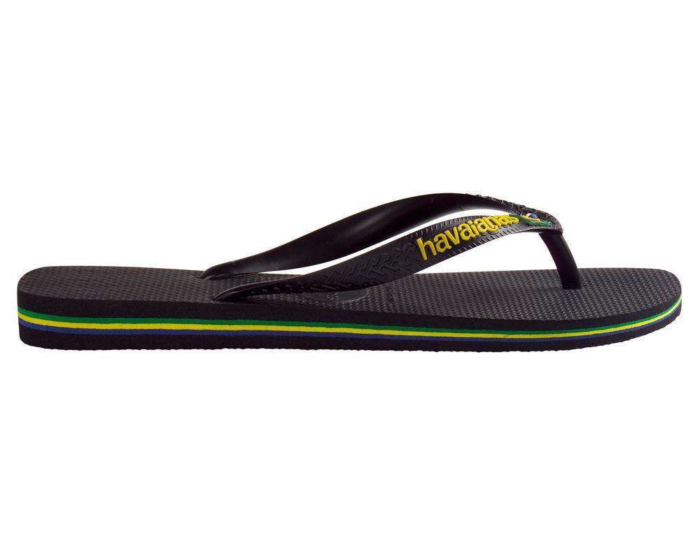 Men's Brazil Logo Sandals in Black by Havaianas - Country Club Prep