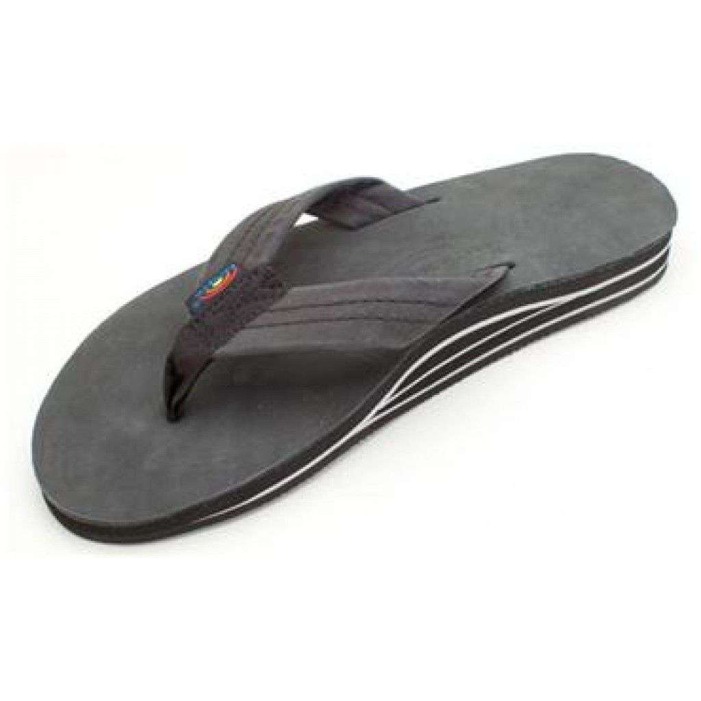Men's Premier Leather Double Layer Arch Sandal in Black by Rainbow Sandals - Country Club Prep