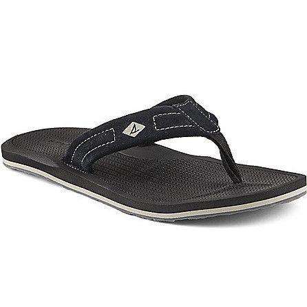 Men's Sharktooth Thong Sandal in Black by Sperry - Country Club Prep