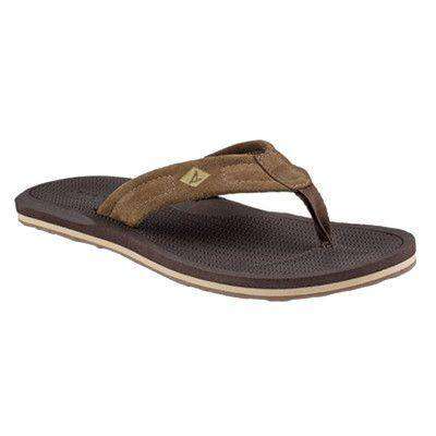Men's Sharktooth Thong Sandal in Brown by Sperry - Country Club Prep