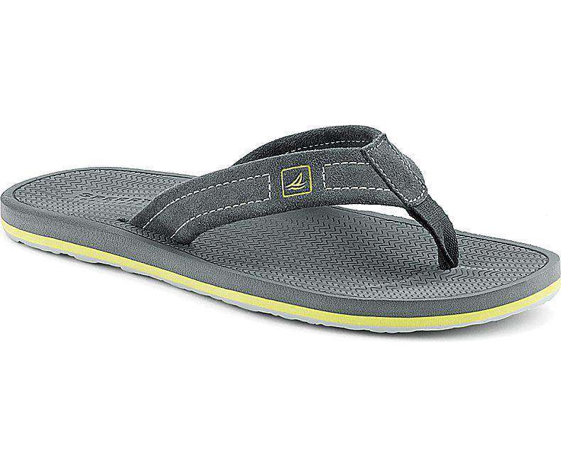 Men's Sharktooth Thong Sandal in Grey by Sperry - Country Club Prep