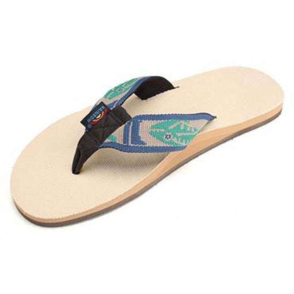 Men's Natural Hemp Top Single Layer Arch Sandal with Green Fish Strap by Rainbow Sandals - Country Club Prep