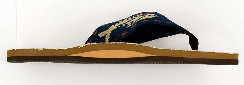 Men's Natural Hemp Top Single Layer Arch Sandal with Navy Gold Fish Strap by Rainbow Sandals - Country Club Prep