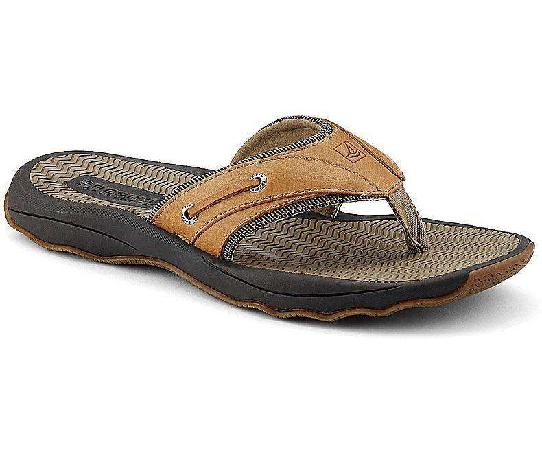Men's Outer Banks Thong Sandal in Tan Leather by Sperry - Country Club Prep