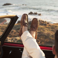 Men's Riddick Moccasin in Tan Buffalo Calfskin by Trask - Country Club Prep