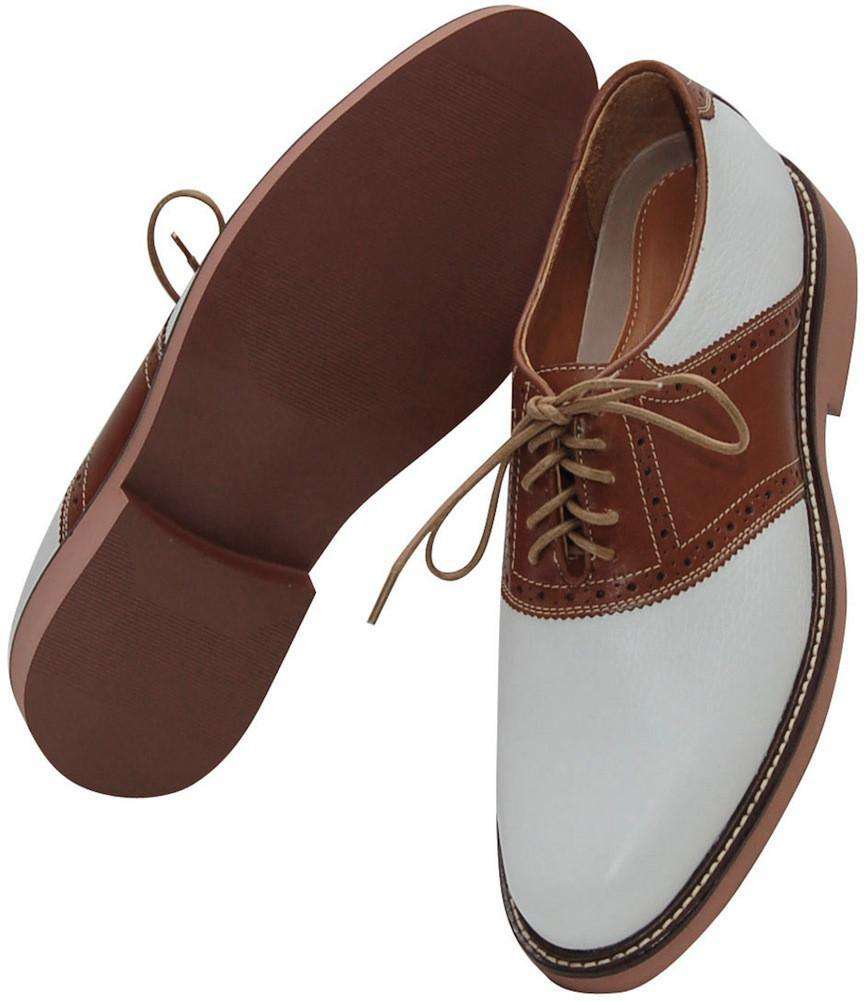 Men's Saddle Up Shoes in White and Tan by Country Club Prep - Country Club Prep