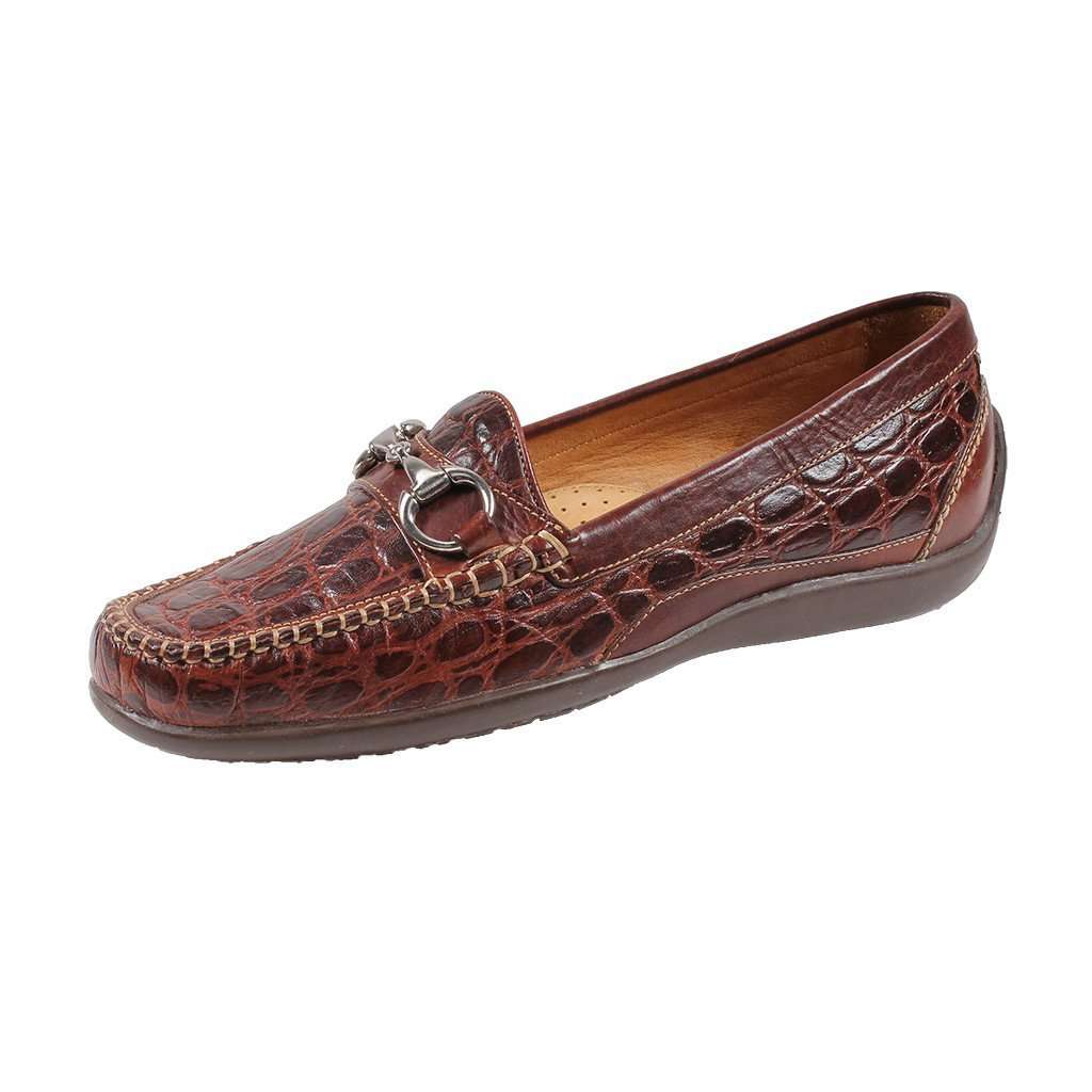 Saxon Horse Bit Loafer in Crocodile Grain Leather by Martin Dingman - Country Club Prep