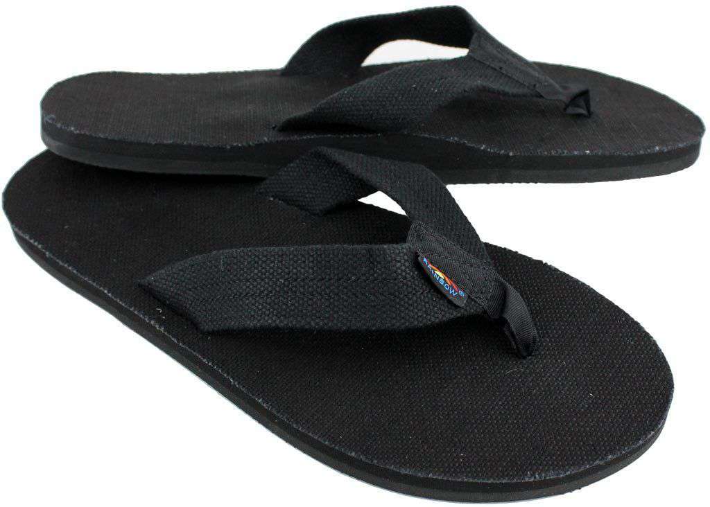 Men's Single Layer Hemp Top and Strap with Arch Support in Black by Rainbow Sandals - Country Club Prep